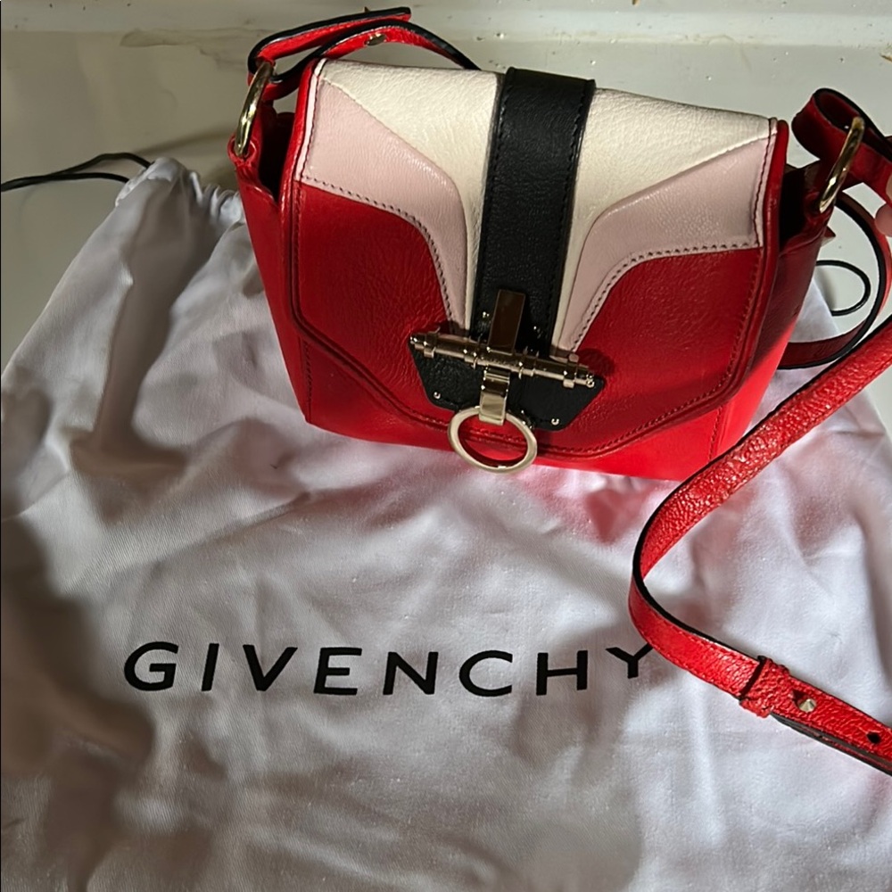 Authentic Givenchy Red and Black Crossbody Bag with Bold Design